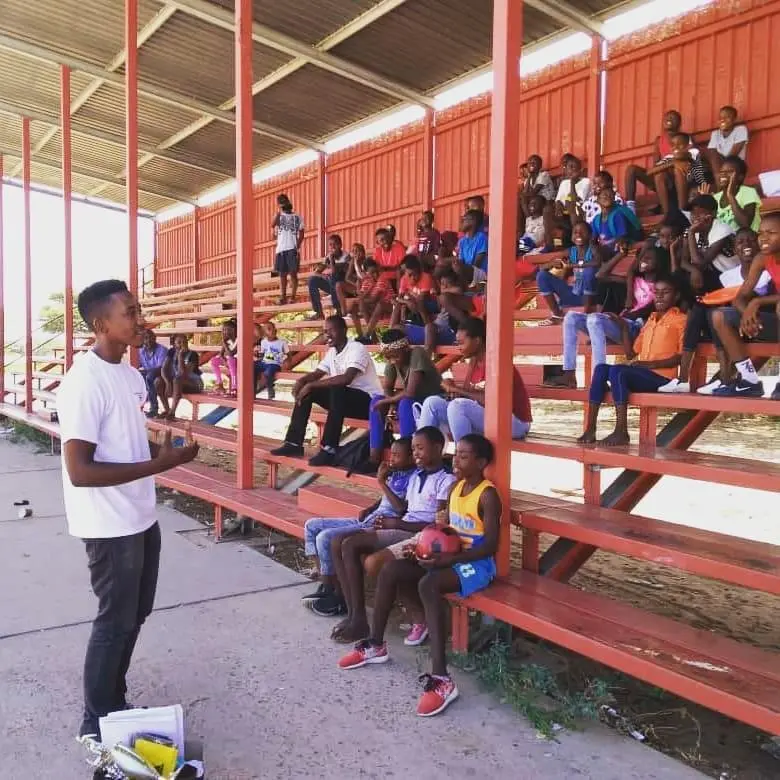 World AIDS Day 2019 group discussion with boys before a soccer game